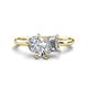 1 - Nadya Pear Shape GIA Certified Diamond & Emerald Shape Forever One Moissanite 2 Stone Duo Ring 