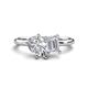 1 - Nadya Pear Shape GIA Certified Diamond & Emerald Shape White Sapphire 2 Stone Duo Ring 