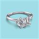 3 - Nadya Pear Shape Forever Brilliant Moissanite & Emerald Shape GIA Certified Diamond 2 Stone Duo Ring 