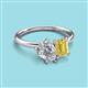3 - Nadya Pear Shape Forever Brilliant Moissanite & Emerald Shape Yellow Sapphire 2 Stone Duo Ring 