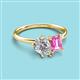 3 - Nadya Pear Shape Forever One Moissanite & Emerald Shape Pink Sapphire 2 Stone Duo Ring 