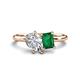 1 - Nadya Pear Shape Forever One Moissanite & Emerald Shape Emerald 2 Stone Duo Ring 