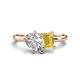 1 - Nadya Pear Shape Forever One Moissanite & Emerald Shape Yellow Sapphire 2 Stone Duo Ring 