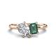 1 - Nadya Pear Shape Forever One Moissanite & Emerald Shape Lab Created Alexandrite 2 Stone Duo Ring 