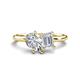 1 - Nadya Pear Shape Forever Brilliant Moissanite & Emerald Shape White Sapphire 2 Stone Duo Ring 