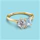 3 - Nadya Pear Shape Forever One Moissanite & Emerald Shape Aquamarine 2 Stone Duo Ring 