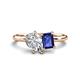 1 - Nadya Pear Shape Forever One Moissanite & Emerald Shape Iolite 2 Stone Duo Ring 
