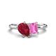 1 - Nadya Pear Shape Lab Created Ruby & Emerald Shape Pink Sapphire 2 Stone Duo Ring 