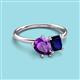 3 - Nadya Pear Shape Amethyst & Emerald Shape Blue Sapphire 2 Stone Duo Ring 