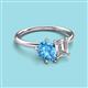 3 - Nadya Pear Shape Blue Topaz & Emerald Shape GIA Certified Diamond 2 Stone Duo Ring 