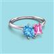 3 - Nadya Pear Shape Blue Topaz & Emerald Shape Pink Sapphire 2 Stone Duo Ring 