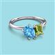 3 - Nadya Pear Shape Blue Topaz & Emerald Shape Peridot 2 Stone Duo Ring 