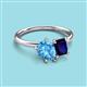 3 - Nadya Pear Shape Blue Topaz & Emerald Shape Blue Sapphire 2 Stone Duo Ring 