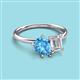 3 - Nadya Pear Shape Blue Topaz & Emerald Shape White Sapphire 2 Stone Duo Ring 