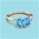 3 - Nadya Pear & Emerald Shape Blue Topaz 2 Stone Duo Ring 