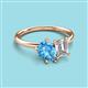 3 - Nadya Pear Shape Blue Topaz & Emerald Shape Forever One Moissanite 2 Stone Duo Ring 