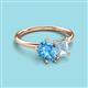 3 - Nadya Pear Shape Blue Topaz & Emerald Shape Aquamarine 2 Stone Duo Ring 