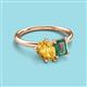 3 - Nadya Pear Shape Citrine & Emerald Shape Lab Created Alexandrite 2 Stone Duo Ring 