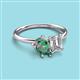3 - Nadya Pear Shape Lab Created Alexandrite & Emerald Shape GIA Certified Diamond 2 Stone Duo Ring 