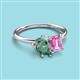 3 - Nadya Pear Shape Lab Created Alexandrite & Emerald Shape Pink Sapphire 2 Stone Duo Ring 