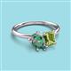 3 - Nadya Pear Shape Lab Created Alexandrite & Emerald Shape Peridot 2 Stone Duo Ring 