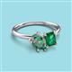 3 - Nadya Pear Shape Lab Created Alexandrite & Emerald Shape Emerald 2 Stone Duo Ring 