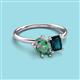 3 - Nadya Pear Shape Lab Created Alexandrite & Emerald Shape London Blue Topaz 2 Stone Duo Ring 