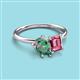 3 - Nadya Pear Shape Lab Created Alexandrite & Emerald Shape Pink Tourmaline 2 Stone Duo Ring 