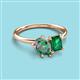 3 - Nadya Pear Shape Lab Created Alexandrite & Emerald Shape Emerald 2 Stone Duo Ring 