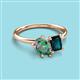 3 - Nadya Pear Shape Lab Created Alexandrite & Emerald Shape London Blue Topaz 2 Stone Duo Ring 