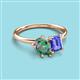 3 - Nadya Pear Shape Lab Created Alexandrite & Emerald Shape Tanzanite 2 Stone Duo Ring 