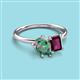 3 - Nadya Pear Shape Lab Created Alexandrite & Emerald Shape Rhodolite Garnet 2 Stone Duo Ring 