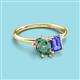 3 - Nadya Pear Shape Lab Created Alexandrite & Emerald Shape Tanzanite 2 Stone Duo Ring 