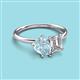 3 - Nadya Pear Shape Aquamarine & Emerald Shape GIA Certified Diamond 2 Stone Duo Ring 