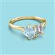 3 - Nadya Pear Shape Aquamarine & Emerald Shape Forever Brilliant Moissanite 2 Stone Duo Ring 
