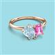 3 - Nadya Pear Shape Aquamarine & Emerald Shape Pink Sapphire 2 Stone Duo Ring 