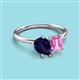 3 - Nadya Pear Shape Lab Created Blue Sapphire & Emerald Shape Pink Sapphire 2 Stone Duo Ring 