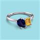3 - Nadya Pear Shape Lab Created Blue Sapphire & Emerald Shape Citrine 2 Stone Duo Ring 