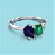 3 - Nadya Pear Shape Lab Created Blue Sapphire & Emerald Shape Emerald 2 Stone Duo Ring 