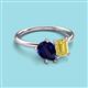 3 - Nadya Pear Shape Lab Created Blue Sapphire & Emerald Shape Yellow Sapphire 2 Stone Duo Ring 