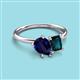 3 - Nadya Pear Shape Lab Created Blue Sapphire & Emerald Shape London Blue Topaz 2 Stone Duo Ring 