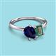 3 - Nadya Pear Shape Lab Created Blue Sapphire & Emerald Shape Lab Created Alexandrite 2 Stone Duo Ring 