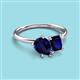 3 - Nadya Pear Shape Lab Created Blue Sapphire & Emerald Shape Blue Sapphire 2 Stone Duo Ring 