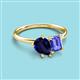 3 - Nadya Pear Shape Lab Created Blue Sapphire & Emerald Shape Tanzanite 2 Stone Duo Ring 