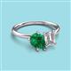 3 - Nadya Pear Shape Lab Created Emerald & Emerald Shape GIA Certified Diamond 2 Stone Duo Ring 