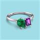 3 - Nadya Pear Shape Lab Created Emerald & Emerald Shape Amethyst 2 Stone Duo Ring 