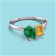 3 - Nadya Pear Shape Lab Created Emerald & Emerald Shape Citrine 2 Stone Duo Ring 
