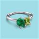 3 - Nadya Pear Shape Lab Created Emerald & Emerald Shape Peridot 2 Stone Duo Ring 