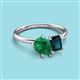 3 - Nadya Pear Shape Lab Created Emerald & Emerald Shape London Blue Topaz 2 Stone Duo Ring 