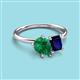 3 - Nadya Pear Shape Lab Created Emerald & Emerald Shape Blue Sapphire 2 Stone Duo Ring 